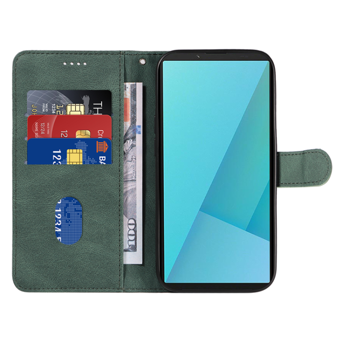 A-One Brand - Sony Xperia 10 VII Plånboksfodral Curved Line Läder - Grön