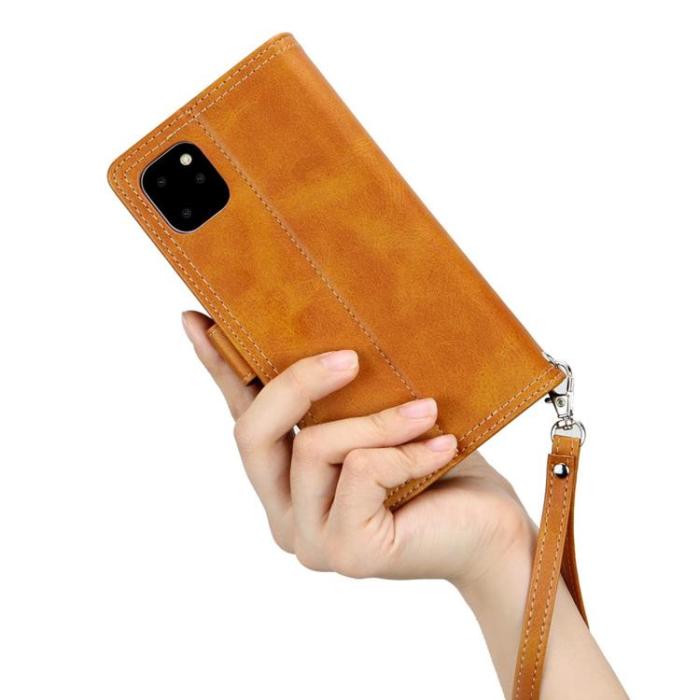 OEM - iPhone 14 Plus Plånboksfodral Äkta Läder Flip - Svart