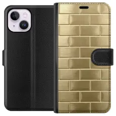Gustaf - Pl&aring;nboksfodral till Apple iPhone 14 Plus med Gyllene Murstenar