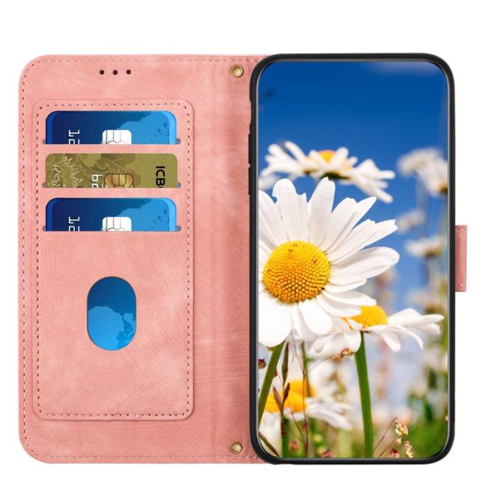 OEM - Mobilskal till Samsung Galaxy S26 Ultra PU Läder Blommönster - Rosa