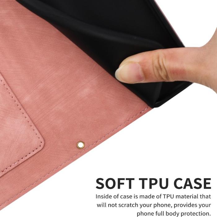 OEM - Mobilskal till Samsung Galaxy S26 Ultra PU Läder Blommönster - Rosa