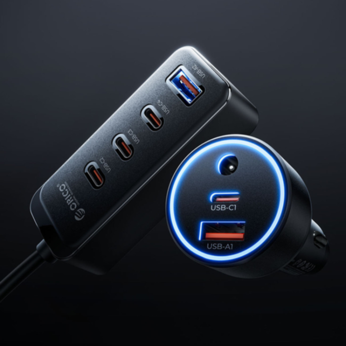 ORICO - ORICO ChargeClip Billaddare 108W med 2x USB-A + 4x USB-C - Svart