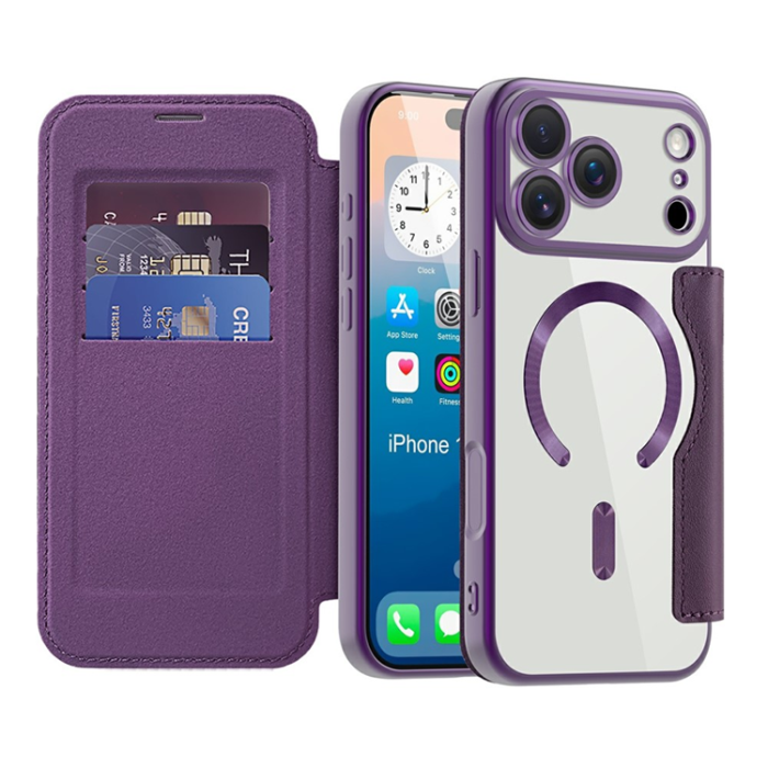 A-One Brand - iPhone 17 Pro Max Plånboksfodral MagSafe RFID - Mörklila
