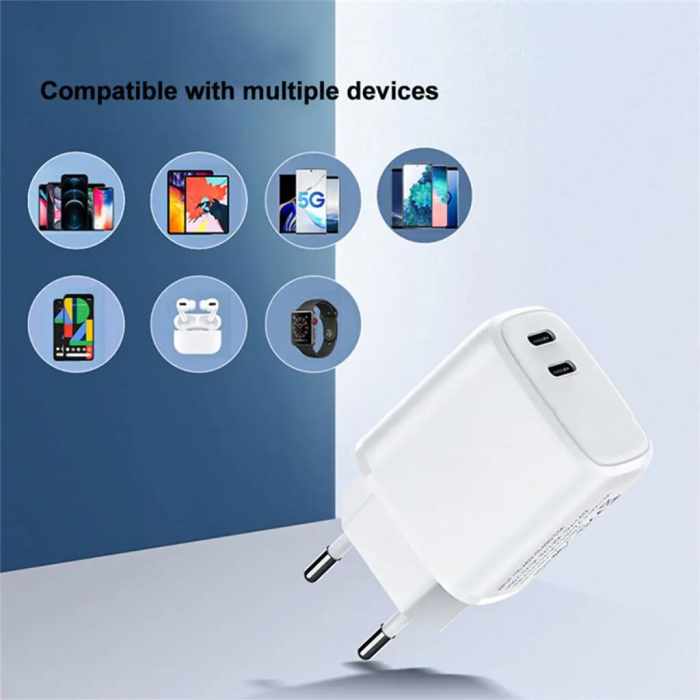 SiGN - SiGN Dual USB-C PD Laddare 45W - Vit