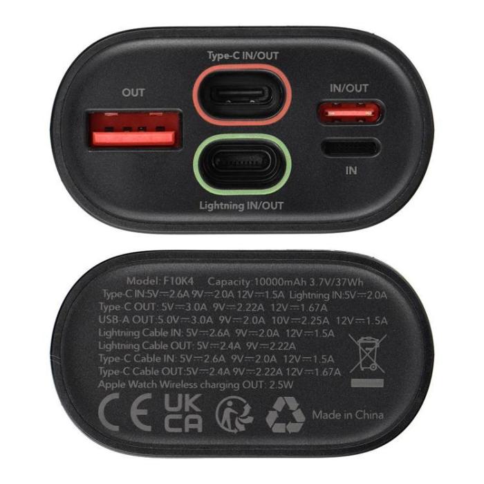 Forcell - Forcell Powerbank för Apple Watch 10000 mAh 22.5W 3A - Svart