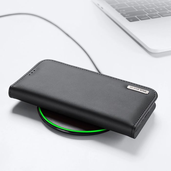 Dux Ducis - Dux Ducis iPhone 16e Plånboksfodral Äkta Läder Hivo - Svart
