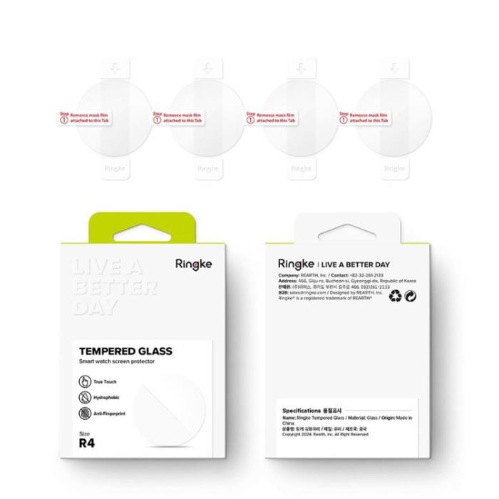 UTGATT - Ringke [4-Pack] Galaxy Watch 4/5/6/7/FE (40mm) Härdat Glas Skärmskydd