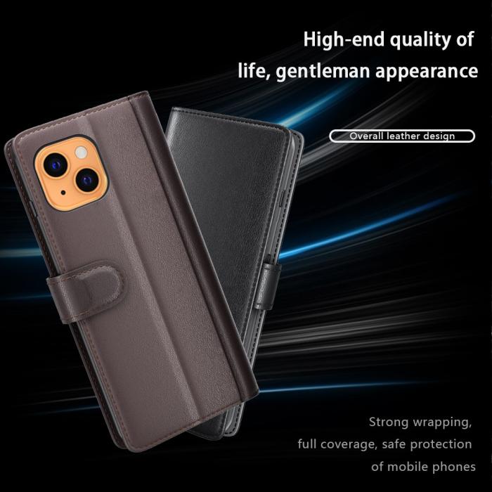 A-One Brand - Äkta Läder Fodral till iPhone 13 Mini - Svart