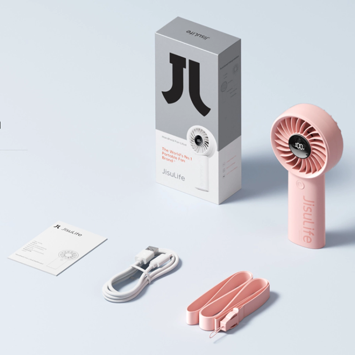 Jisulife - Jisulife Bärbar USB Handfläkt 5000 mAh Life4 - Rosa