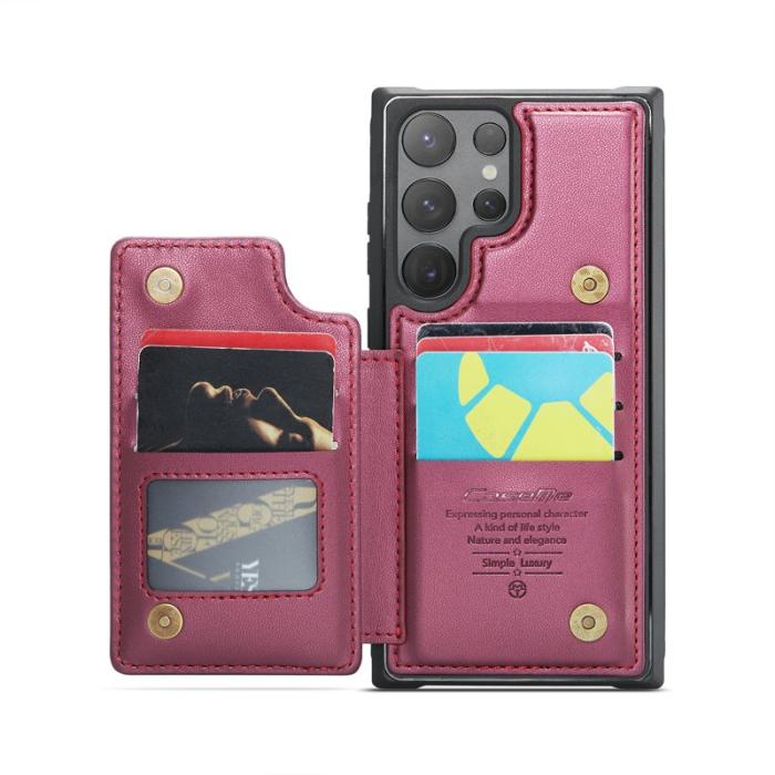 Caseme - CASEME C22 Samsung Galaxy S25 Ultra Fodral Konstläder Röd