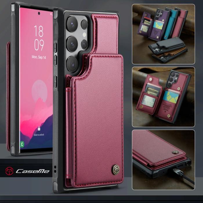 Caseme - CASEME C22 Samsung Galaxy S25 Ultra Fodral Konstläder Röd