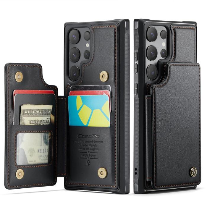 Caseme - CASEME C22 Samsung Galaxy S25 Ultra Fodral Konstläder Svart