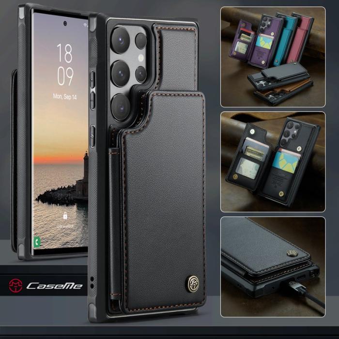 Caseme - CASEME C22 Samsung Galaxy S25 Ultra Fodral Konstläder Svart