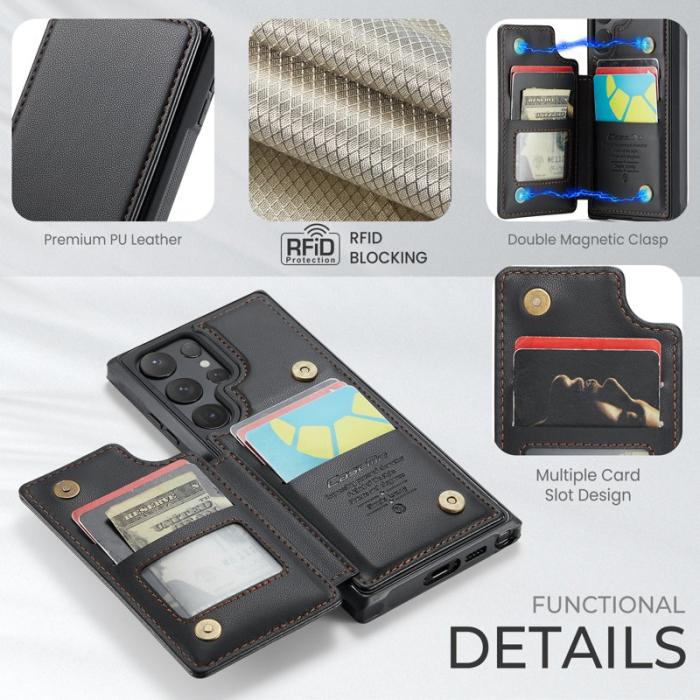 Caseme - CASEME C22 Samsung Galaxy S25 Ultra Fodral Konstläder Svart