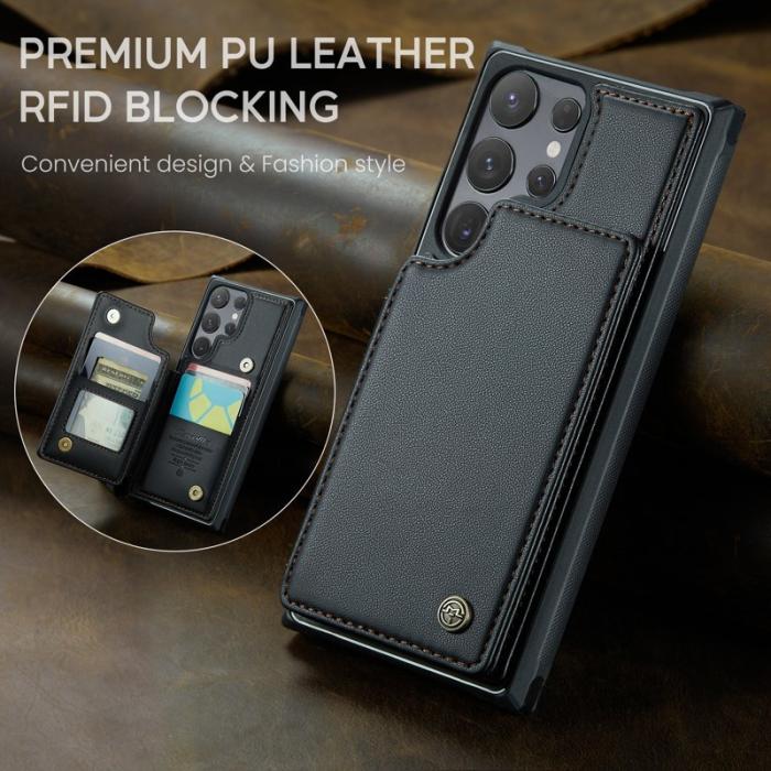 Caseme - CASEME C22 Samsung Galaxy S25 Ultra Fodral Konstläder Svart