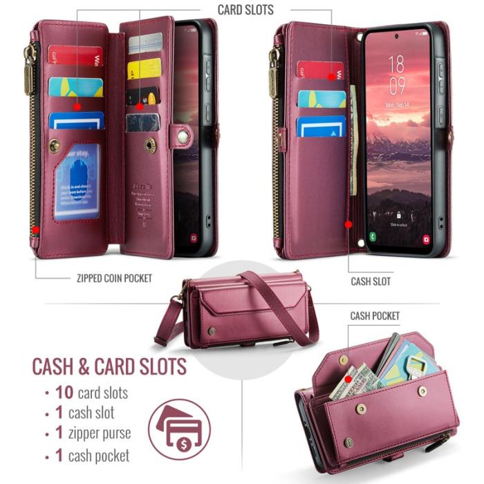 Caseme - CASEME Plånboksfodral Konstläder för Samsung Galaxy A17 5G/4G - Röd