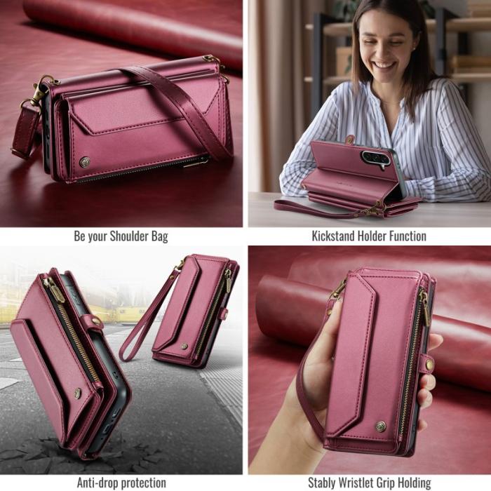 Caseme - CASEME Plånboksfodral Konstläder för Samsung Galaxy A17 5G/4G - Röd