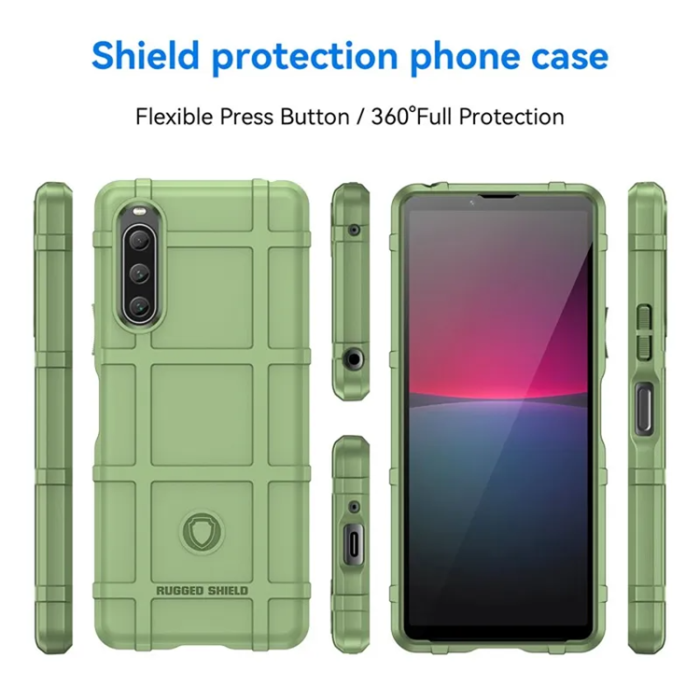 A-One Brand - Sony Xperia 10 V Mobilskal Rugged Square Grid - Grön