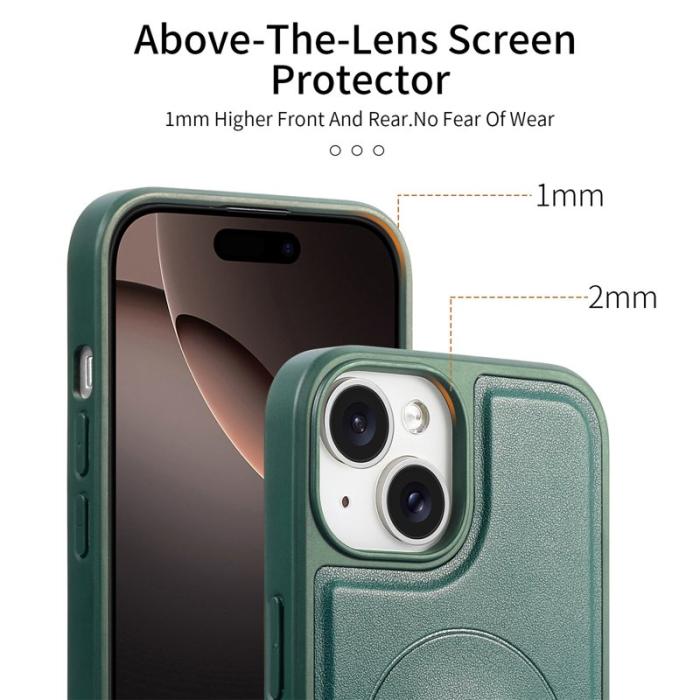 CASENEO - CASENEO iPhone 15 Plus / 14 Plus Fodral - KonstLäder + PC - Grön