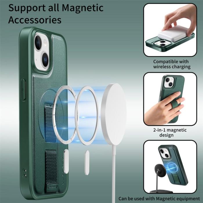 CASENEO - CASENEO iPhone 15 Plus / 14 Plus Fodral - KonstLäder + PC - Grön