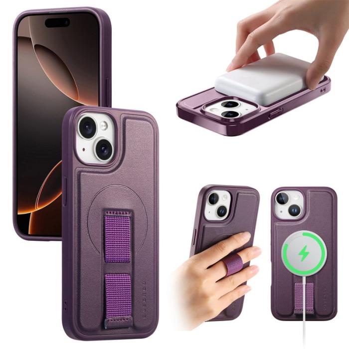CASENEO - CASENEO iPhone 15 Plus / 14 Plus Fodral - KonstLäder + PC - Lila
