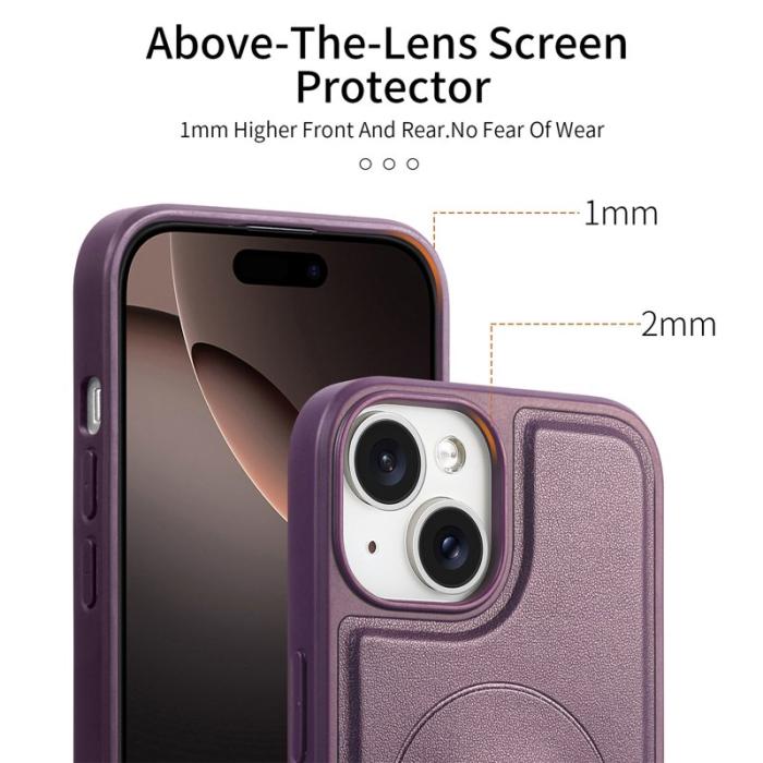 CASENEO - CASENEO iPhone 15 Plus / 14 Plus Fodral - KonstLäder + PC - Lila