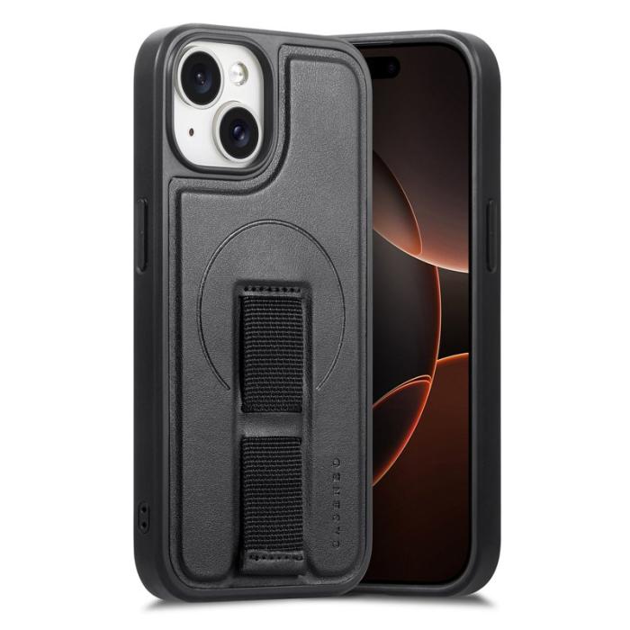CASENEO - CASENEO iPhone 15 Plus / 14 Plus Fodral - KonstLäder + PC - Svart