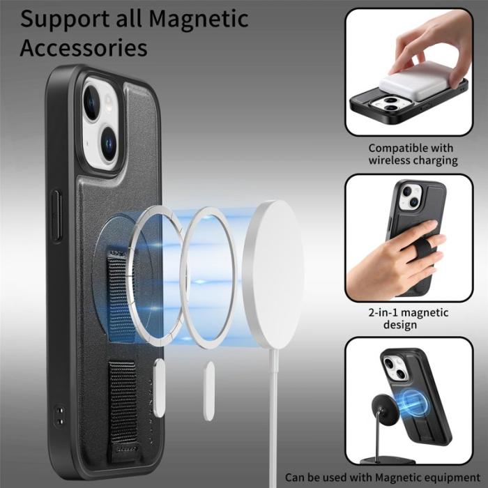 CASENEO - CASENEO iPhone 15 Plus / 14 Plus Fodral - KonstLäder + PC - Svart