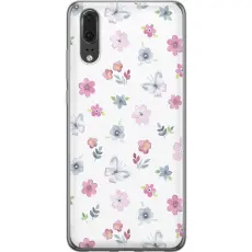 Gustaf - Mobilskal till Huawei P20 med Blommor och fj&auml;rillar