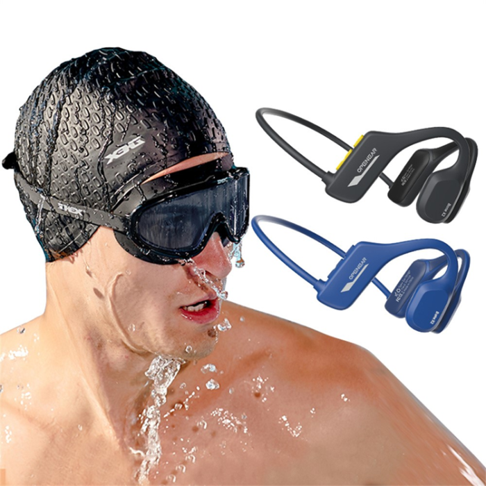 A-One Brand - Vattentäta Open-Ear Hörlurar Bluetooth med 8GB Minne för Simning Bone X2