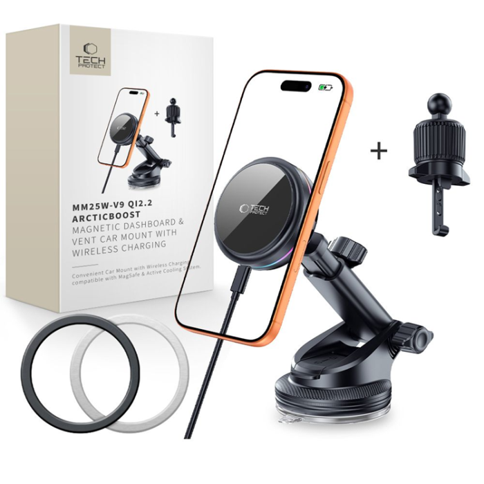 Tech-Protect - Tech-Protect Bilhållare till MagSafe V9 Arctisboost Trådlös Laddare 25w Qi2.2