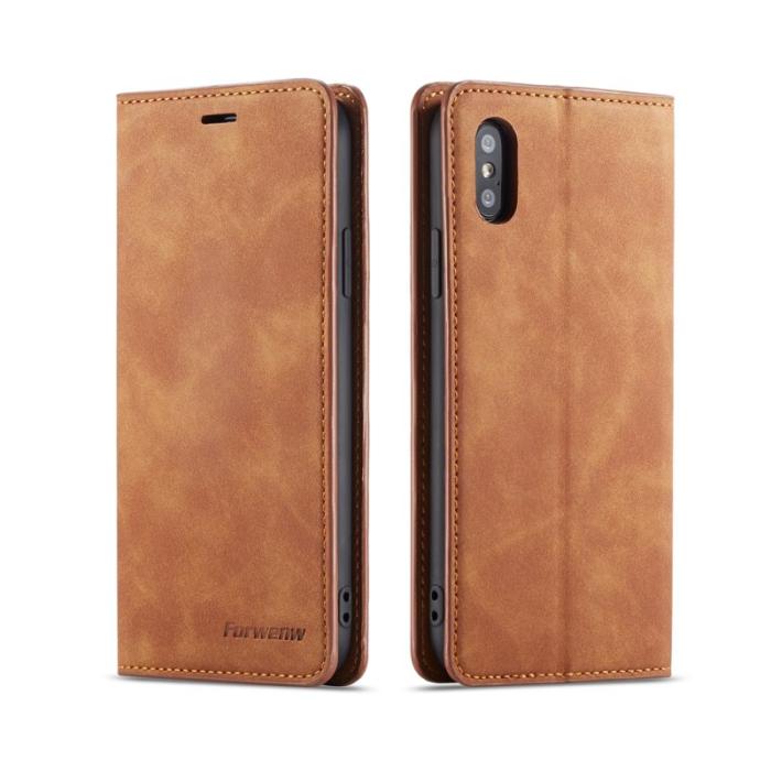 FORWENW - FORWENW Fantasy Series iPhone XS Plånboksfodral Konstläder - Brun