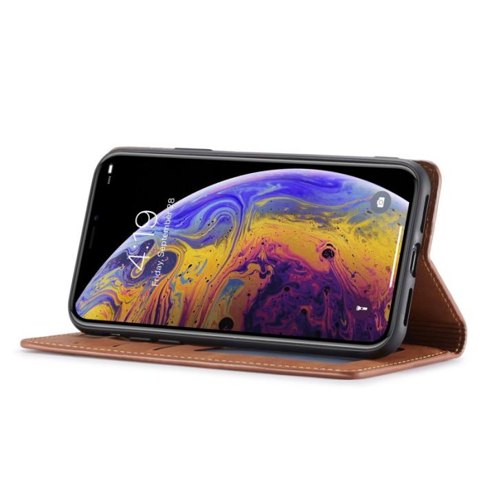 FORWENW - FORWENW Fantasy Series iPhone XS Plånboksfodral Konstläder - Brun
