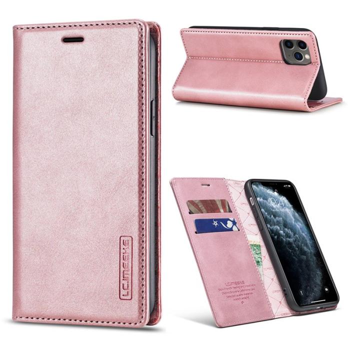 LC.imeeke - LC.IMEEKE iPhone 11 Pro Max Plånboksfodral Konstläder - Roséguld