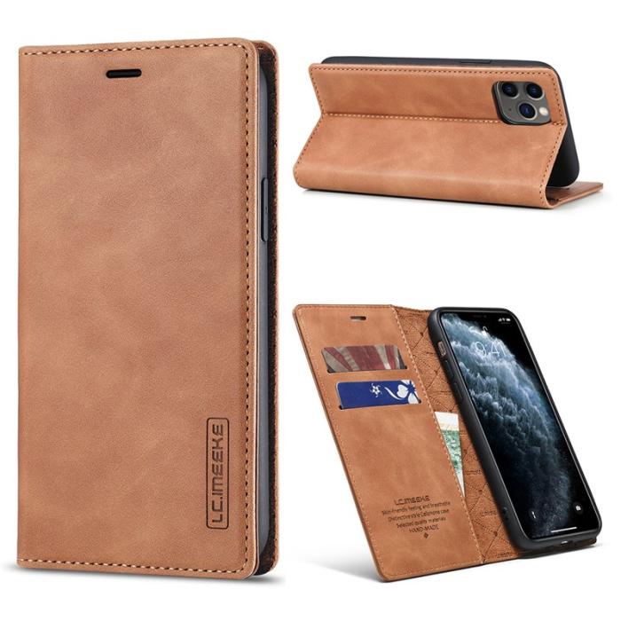 LC.imeeke - LC.IMEEKE iPhone 11 Pro Max Plånboksfodral i Konstläder - Brun