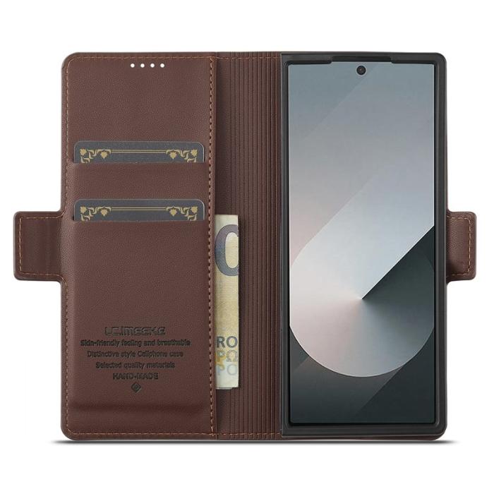 LC.imeeke - LC.IMEEKE L1 för Samsung Galaxy Z Fold5 Plånboksfodral Konstläder - Brun