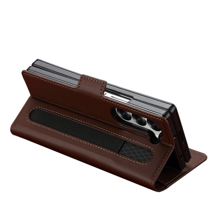 LC.imeeke - LC.IMEEKE L1 för Samsung Galaxy Z Fold5 Plånboksfodral Konstläder - Brun
