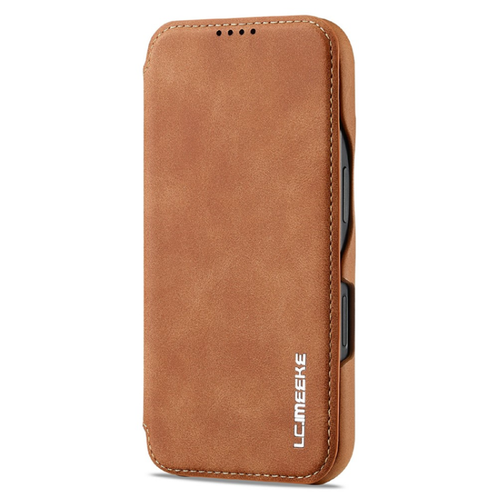 LC.imeeke - LC.IMEEKE iPhone 17 Mobilfodral Korthållare Läder Stativ - Brun