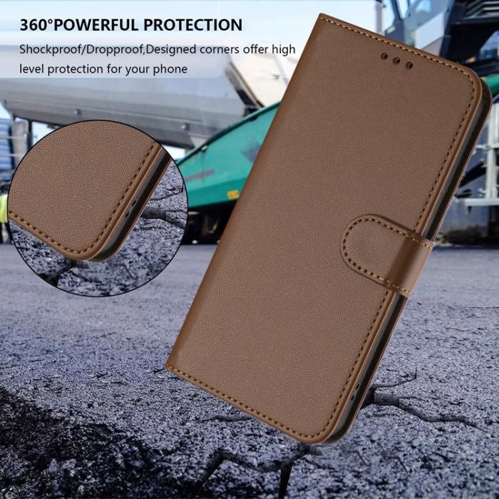A-One Brand - iPhone 15 Pro Plånboksfodral Läder med Handledsrem - Brun