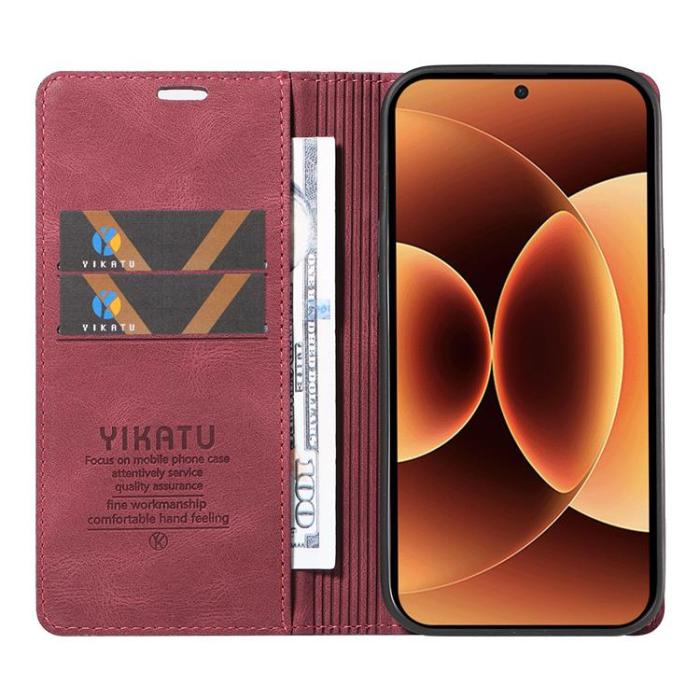 YIKATU - YIKATU Xiaomi 17 Pro Max Plånboksfodral Skin Touch - Vinröd