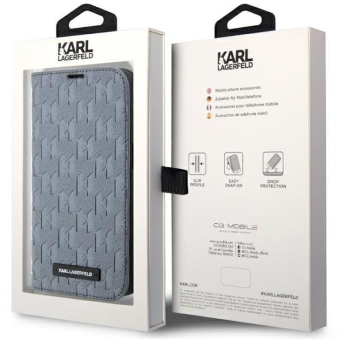 KARL LAGERFELD - KarlLagerfeld iPhone 14 Pro Max Plånboksfodral Monogram Silver
