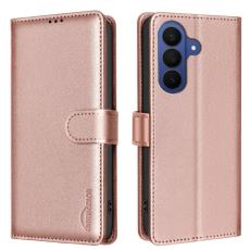 BINFEN COLOR - BINFEN Samsung Galaxy S26 Plus Fodral &Auml;kta L&auml;der RFID Skydd - Ros&eacute;guld