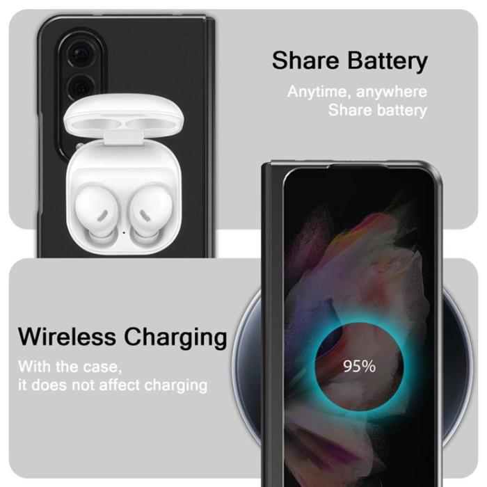 LC.imeeke - LC.IMEEKE Galaxy Z Fold 4 Skal TPU-ram Läder - Svart