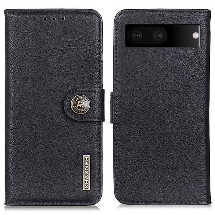 KHAZNEH - KHAZNEH Google Pixel 7 Pro Plånboksfodral Textured PU Läder - Svart