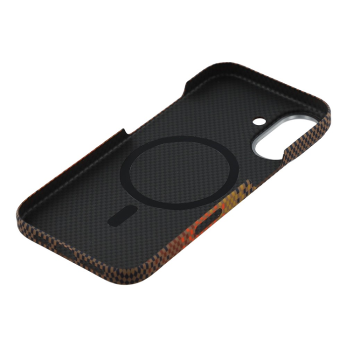 A-One Brand - iPhone 17 Mobilskal MagSafe Carbon Fiber - Kaffe/Guld