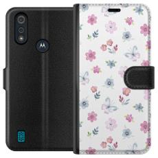 iSecrets - Plånboksfodral till Motorola Moto E6i med Blommor och fjärillar