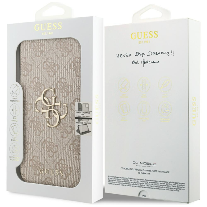 Guess - Guess iPhone 17 Pro Plånboksfodral Metal Logo - Rosa