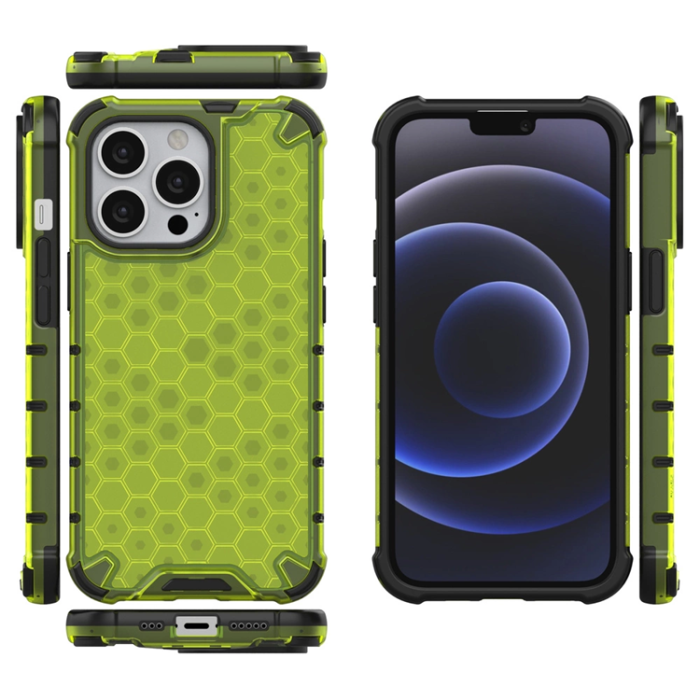 OEM - iPhone 13 Pro Mobilskal Honeycomb Armor - Grön