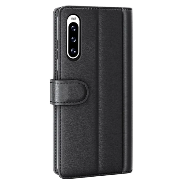 A-One Brand - Sony Xperia 10 V Plånboksfodral Äkta Läder Flip - Svart