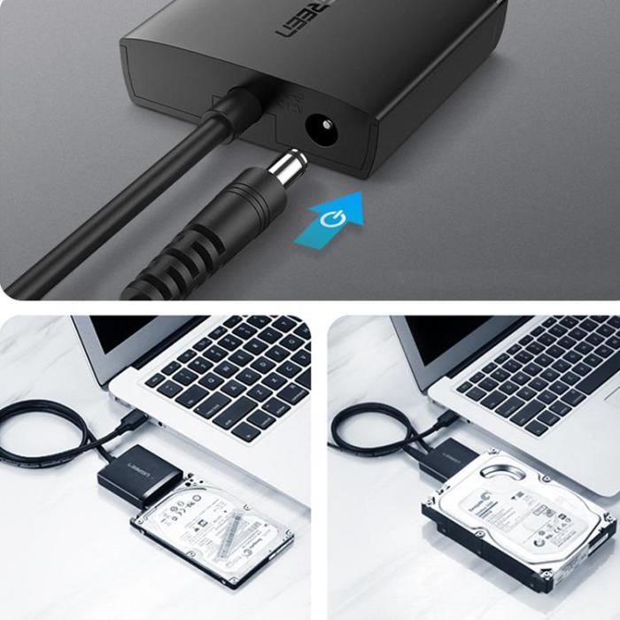 Ugreen - Ugreen USB 3.0 Adapter För 2.5''/3.5'' SATA Disk - Svart
